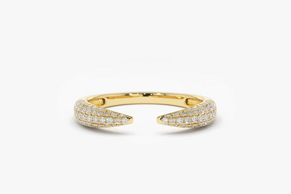 Stackable Open Claw Micro Pave Diamond Ring  customdiamjewel 10 KT Solid Gold Yellow Gold VVS-EF