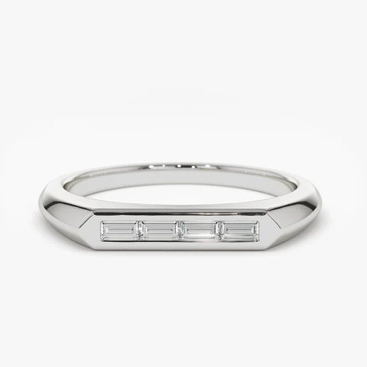 Unique 4 Baguette Diamond Bar Setting Wedding Band  customdiamjewel 10 KT Solid Gold White Gold VVS-EF