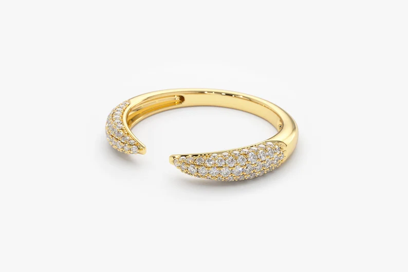 Stackable Open Claw Micro Pave Diamond Ring  customdiamjewel   