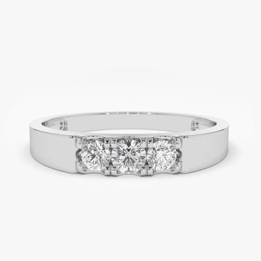 14K Gold 3 Stone Pinky Finger Diamond Wedding Ring  customdiamjewel 10 KT Solid Gold White Gold VVS-EF