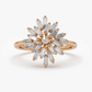 14K Gold Floral Style Baguette Diamond Cluster Wedding Ring  customdiamjewel 10 KT Solid Gold Rose Gold VVS-EF