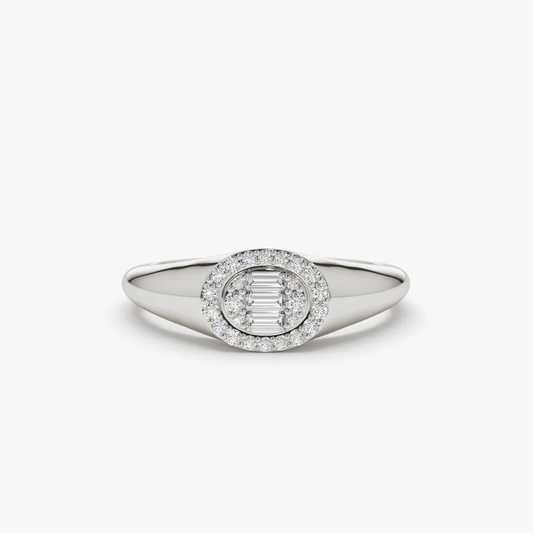 14k Solid Gold Oval Shape Baguette and Round Diamond Wedding Ring  customdiamjewel 10 KT Solid Gold White Gold VVS-EF