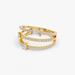 14k Gold Triple Row Mix Diamond Statement Wedding Ring  customdiamjewel   