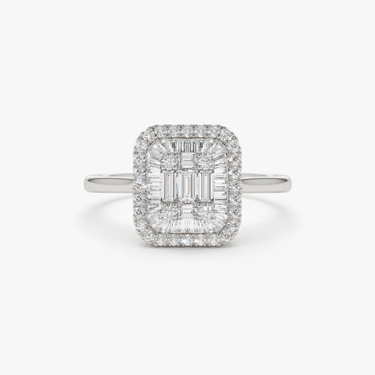 Unique Illusion Setting Baguette Diamond Wedding Ring  customdiamjewel 10 KT Solid Gold White Gold VVS-EF