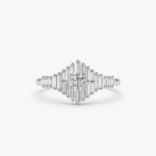 Art Deco Inspired Alternative Baguette Diamond Wedding Ring  customdiamjewel 10 KT Solid Gold White Gold VVS-EF