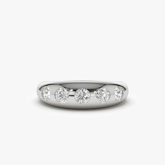 0.90CTW Round Chunky Natural Diamond Gold Wedding Band  customdiamjewel 10 KT Solid Gold White Gold VVS-EF