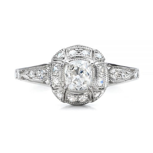 Edwardian Moissanite Engagement Ring  customdiamjewel 10KT White Gold VVS-EF