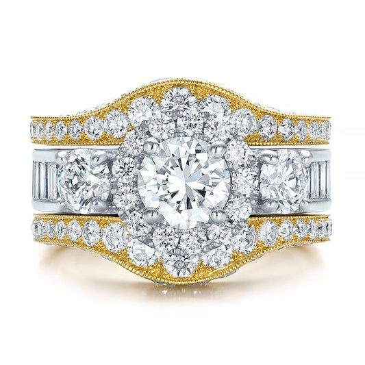 Art Deco Moissanite Bridal Ring Set  customdiamjewel 10KT Yellow Gold VVS-EF