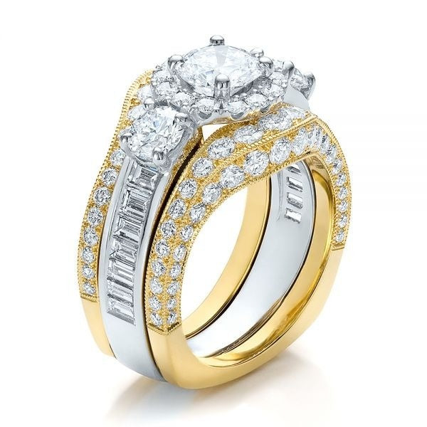 Art Deco Moissanite Bridal Ring Set  customdiamjewel 10KT White Gold VVS-EF