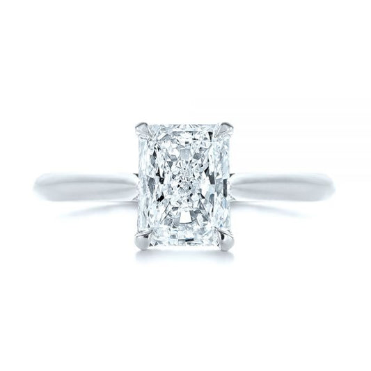 Radiant Cut Hidden Halo Moissanite Engagement Ring  customdiamjewel 10KT White Gold VVS-EF