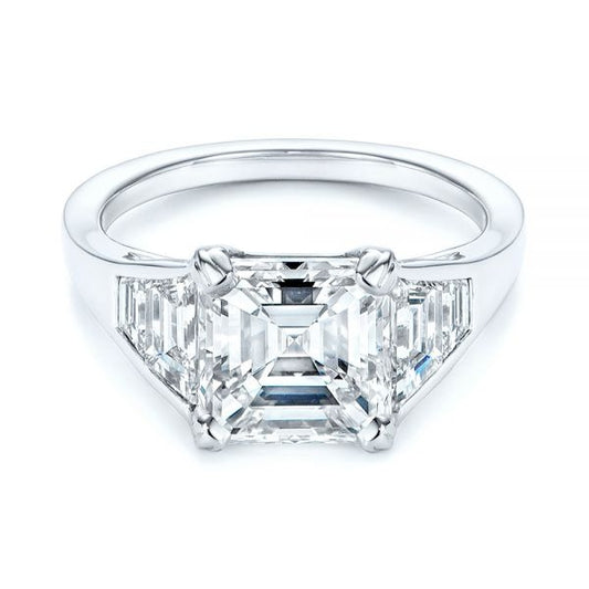 Asscher Cut Moissanite 5 Stone Engagement Ring  customdiamjewel 10KT White Gold VVS-EF