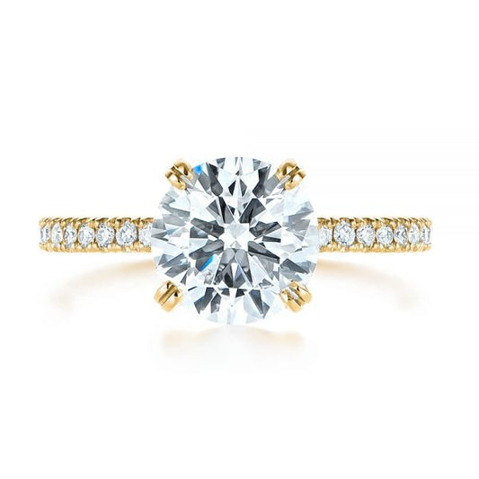 Classic Double Claw Prong Moissanite Engagement Ring  customdiamjewel 10KT Yellow Gold VVS-EF