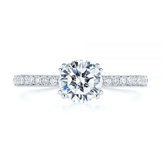 Round Cut Moissanite 3/4 Eternity Engagement Ring  customdiamjewel 10KT White Gold VVS-EF