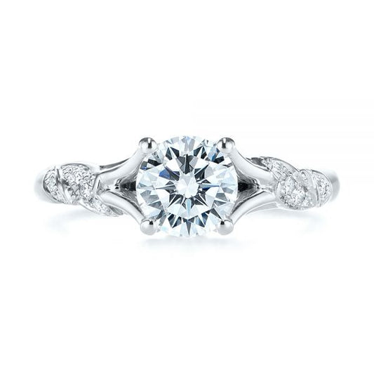 Round Cut Moissanite Floral Engagement Ring  customdiamjewel 10KT White Gold VVS-EF