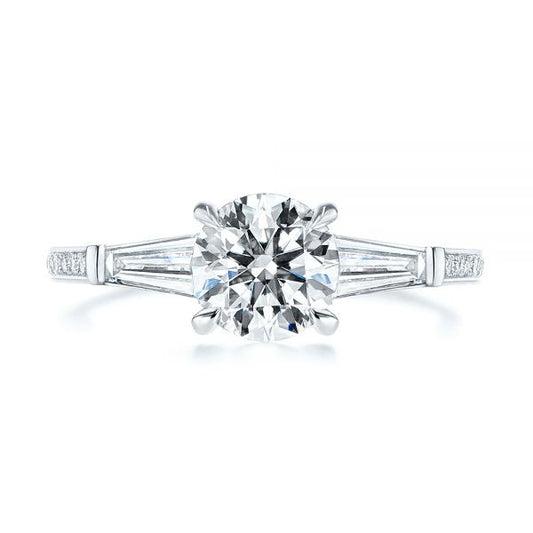 Three Stone Tapered Baguette Moissanite Engagement Ring  customdiamjewel 10KT White Gold VVS-EF