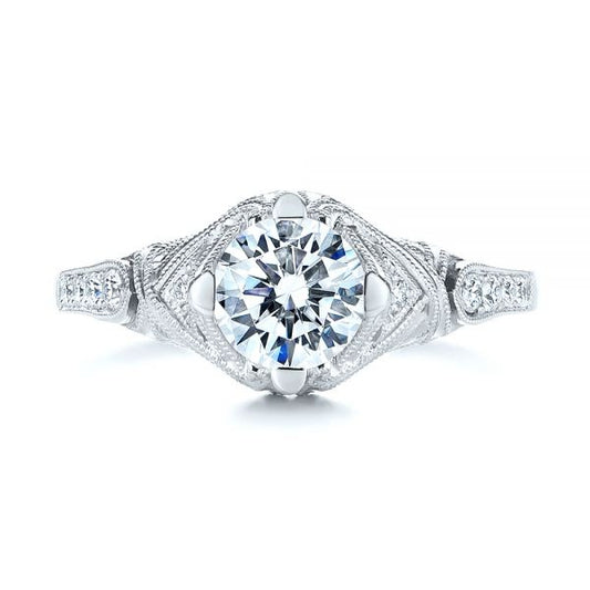 14K White Gold Vintage Style Moissanite Engagement Ring  customdiamjewel 10KT White Gold VVS-EF