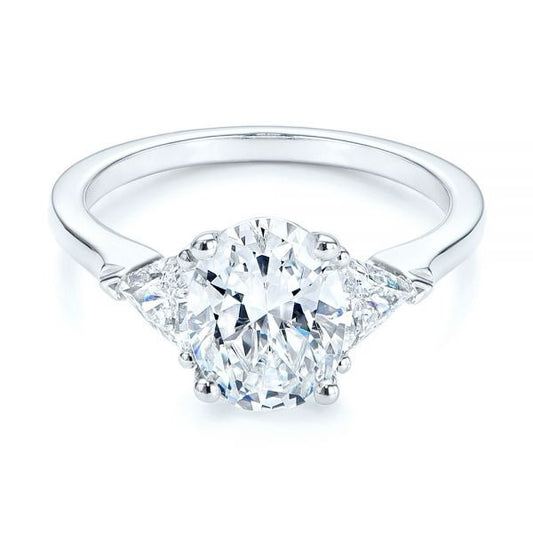 Classic Three Stone Moissanite Engagement Ring  customdiamjewel 10KT White Gold VVS-EF