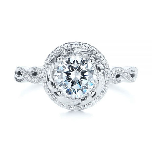 18K White Gold Twisted Moissanite Halo Engagement Ring  customdiamjewel 10KT White Gold VVS-EF