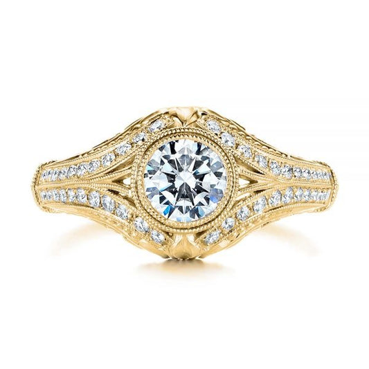 Vintage Style Bezel Setting Moissanite Engagement Ring  customdiamjewel 10KT Yellow Gold VVS-EF