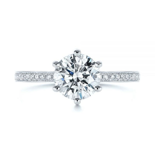 Classic Half Eternity Moissanite Engagement Ring  customdiamjewel 10KT White Gold VVS-EF
