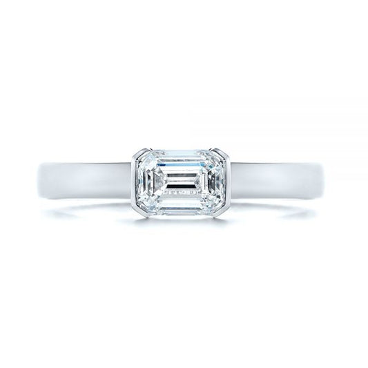 East West Emerald Cut Moissanite Two Stone Engagement Ring  customdiamjewel 10KT White Gold VVS-EF