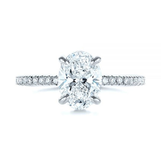 Oval Cut Hidden Halo Moissanite Engagement Ring  customdiamjewel 10KT White Gold VVS-EF