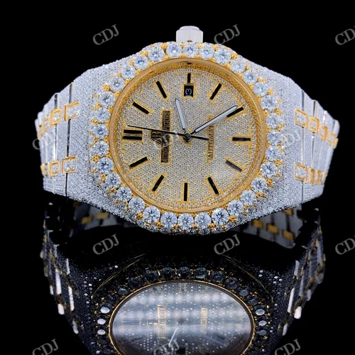 Two Tone Cartier Moissanite Hip Hop Wrist Watch customdiamjewel