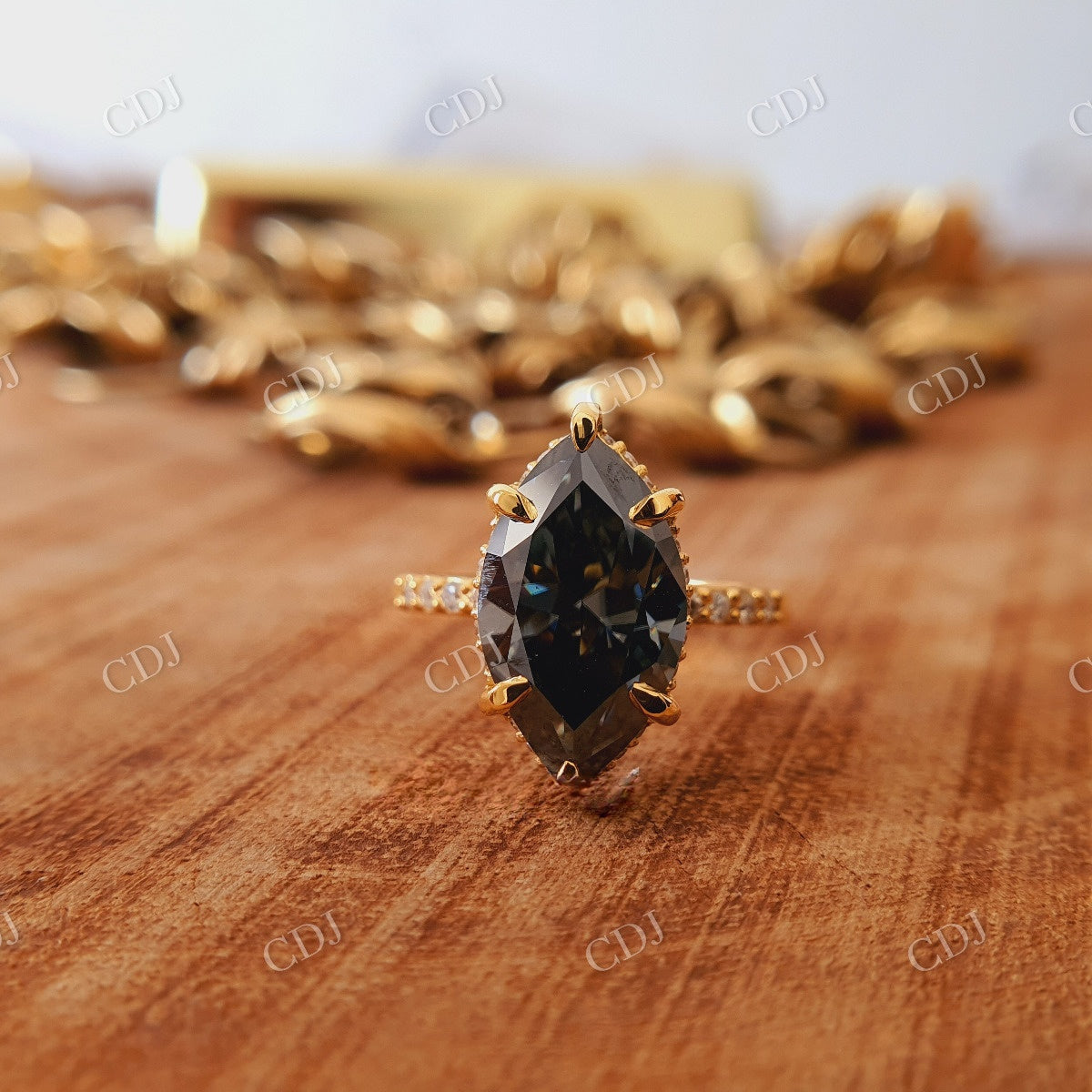 3 Carat Marquise Cut Black Onyx Engagement Ring,14k Solid Gold Ring  customdiamjewel   