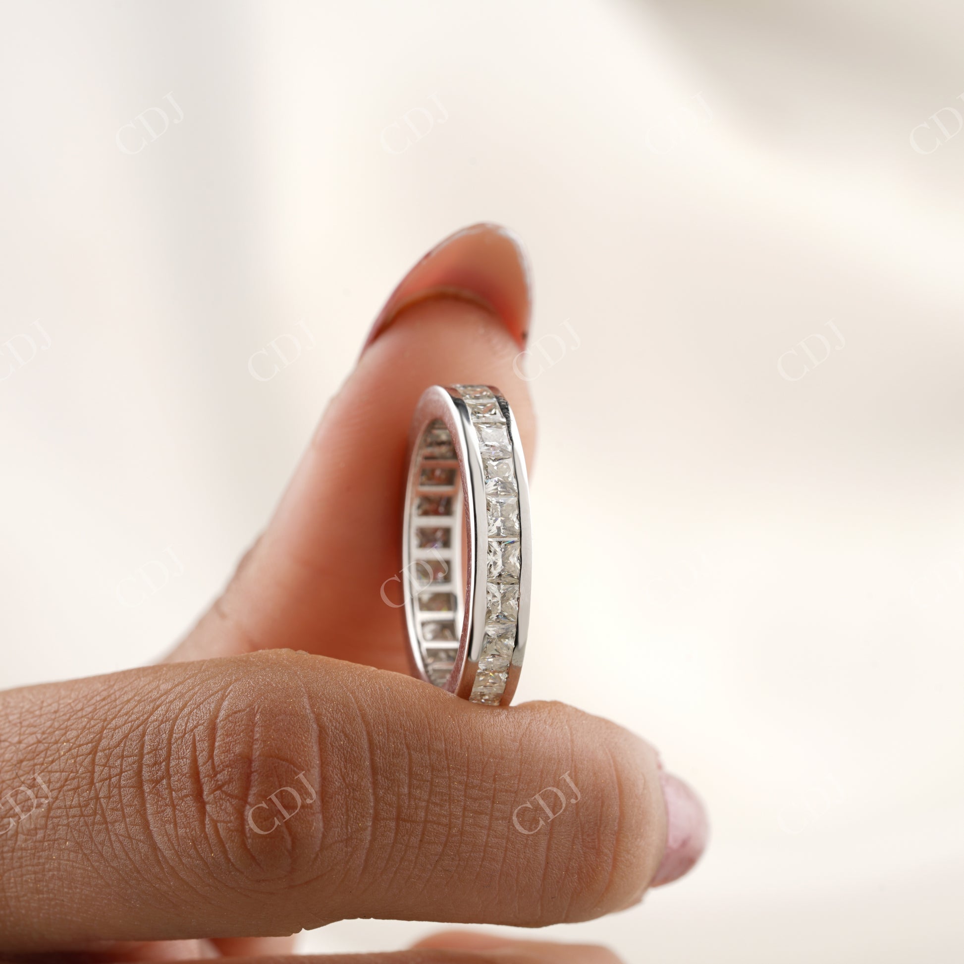 Princess Cut Moissanite Channel Set Wedding Band  customdiamjewel   
