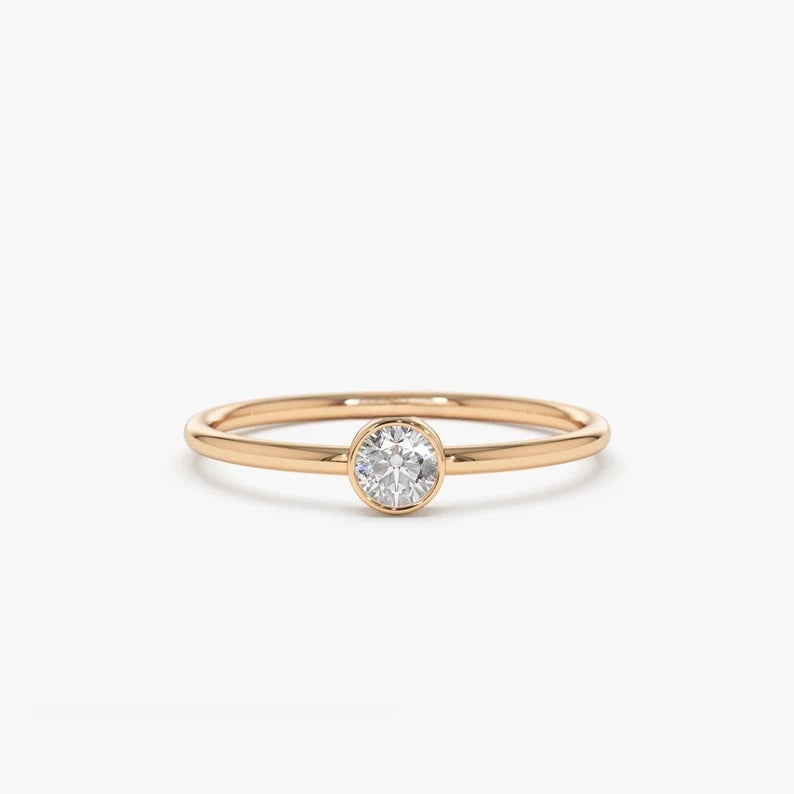 0.25 CTW Solitaire Lab Grown Diamond Bezel Set Engagement Ring  customdiamjewel 10KT Rose Gold VVS-EF