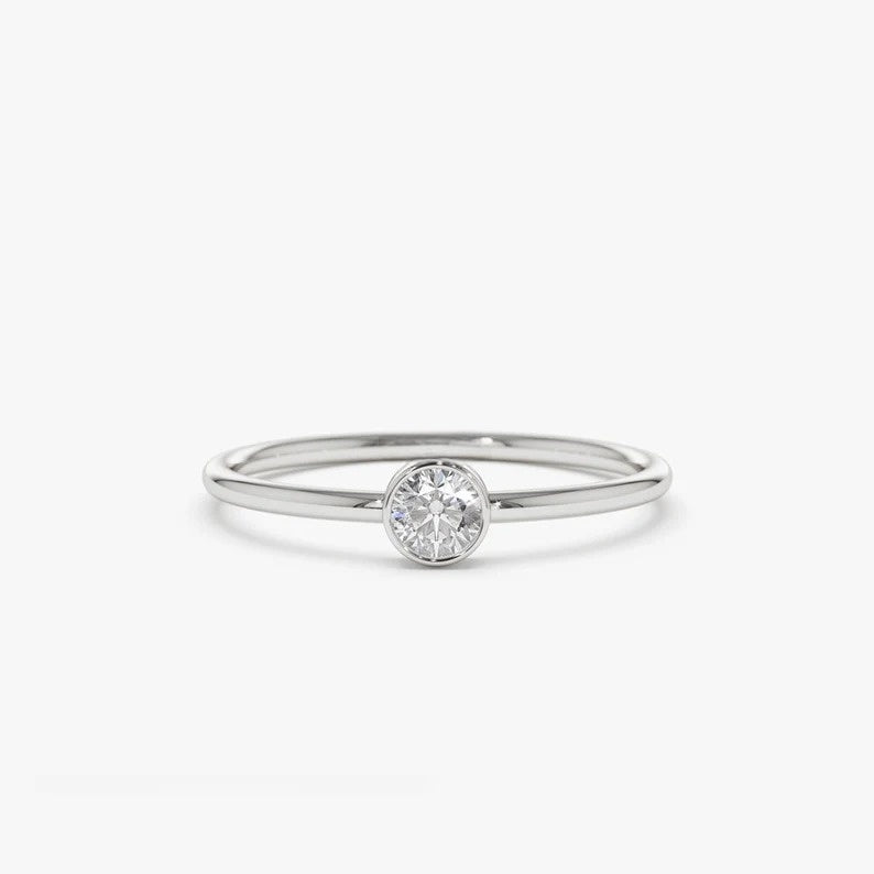 0.25 CTW Solitaire Lab Grown Diamond Bezel Set Engagement Ring  customdiamjewel 10KT White Gold VVS-EF