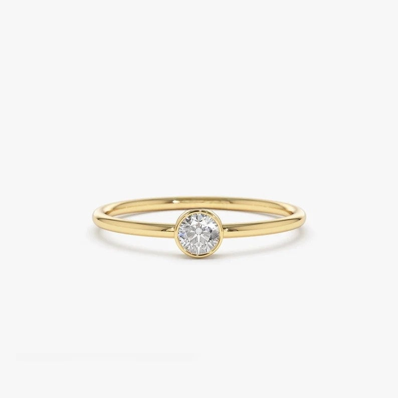 0.25 CTW Solitaire Lab Grown Diamond Bezel Set Engagement Ring  customdiamjewel 10KT Yellow Gold VVS-EF