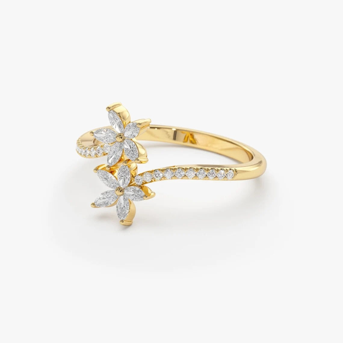 Flower Design Marquise Cut Bypass Wedding Band customdiamjewel