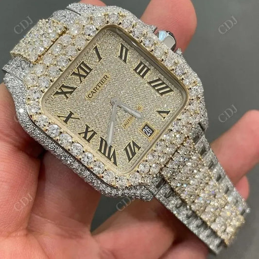 Cartier Santos Modified Iced Out Hip Hop Men's Watch customdiamjewel