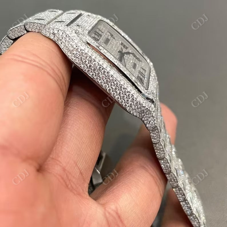 Luxury Hip Hop Men's Iced Out Bust Down Custom Diamond Watch  customdiamjewel   