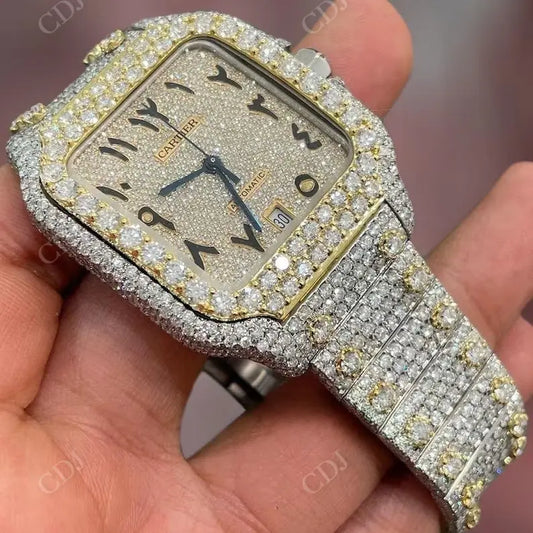 Cartier Santos Moissanite VVS Diamond Watch for Men customdiamjewel