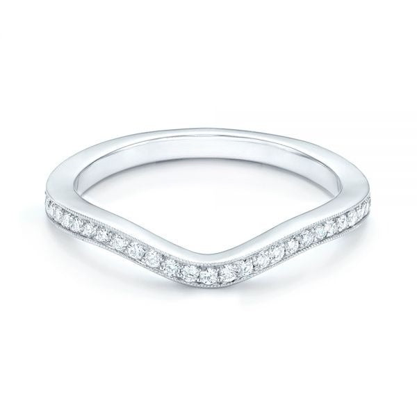 3/4 Eternity Moissanite Curved Stackable Wedding Band  customdiamjewel 10KT White Gold VVS-EF