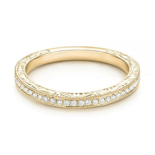 Art Deco Moissanite Wedding Band  customdiamjewel 10KT Yellow Gold VVS-EF