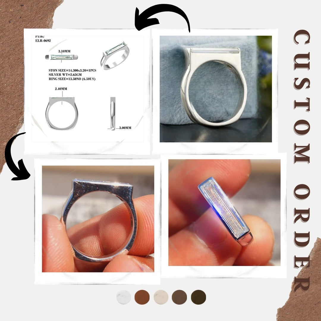 East West Baguette Cut Bezel Set Engagement Ring  customdiamjewel   