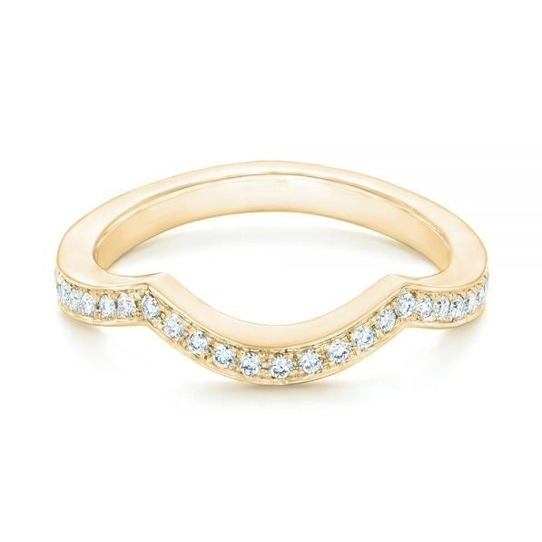 Curved Moissanite Channel Set Wedding Eternity Band  customdiamjewel 10KT Yellow Gold VVS-EF
