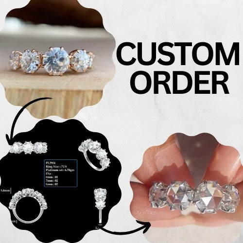 Round Rose Cut Moissanite Wedding band  customdiamjewel   