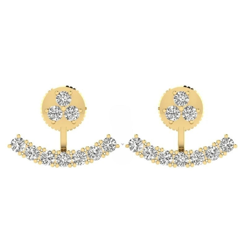Moissanite Diamond Minimalist Unique Earrings Gift For Her  customdiamjewel Sterling Silver Yellow Gold VVS-EF