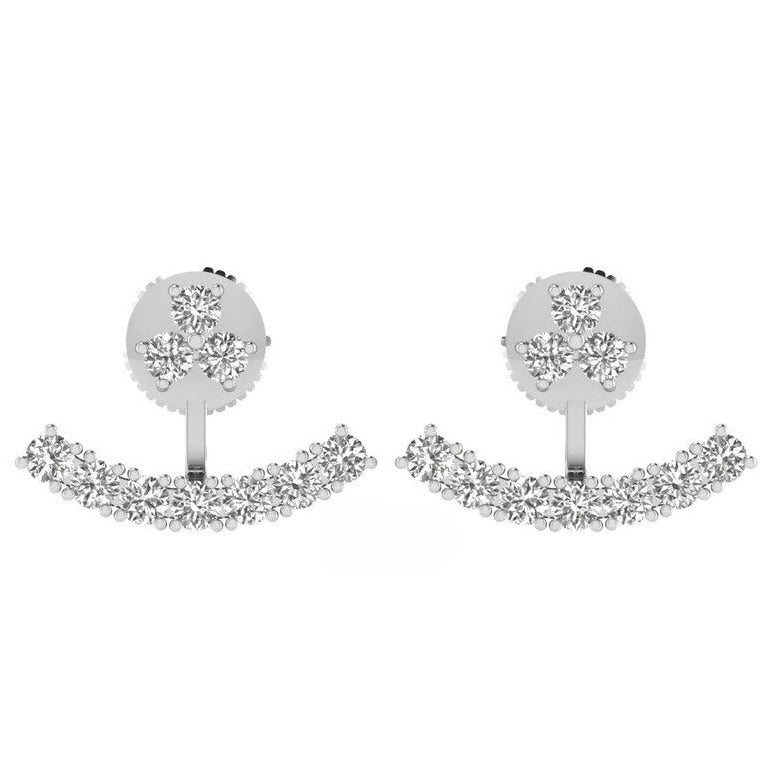 Moissanite Diamond Minimalist Unique Earrings Gift For Her  customdiamjewel Sterling Silver White Gold VVS-EF