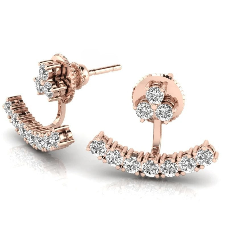 Moissanite Diamond Minimalist Unique Earrings Gift For Her  customdiamjewel Sterling Silver Rose Gold VVS-EF