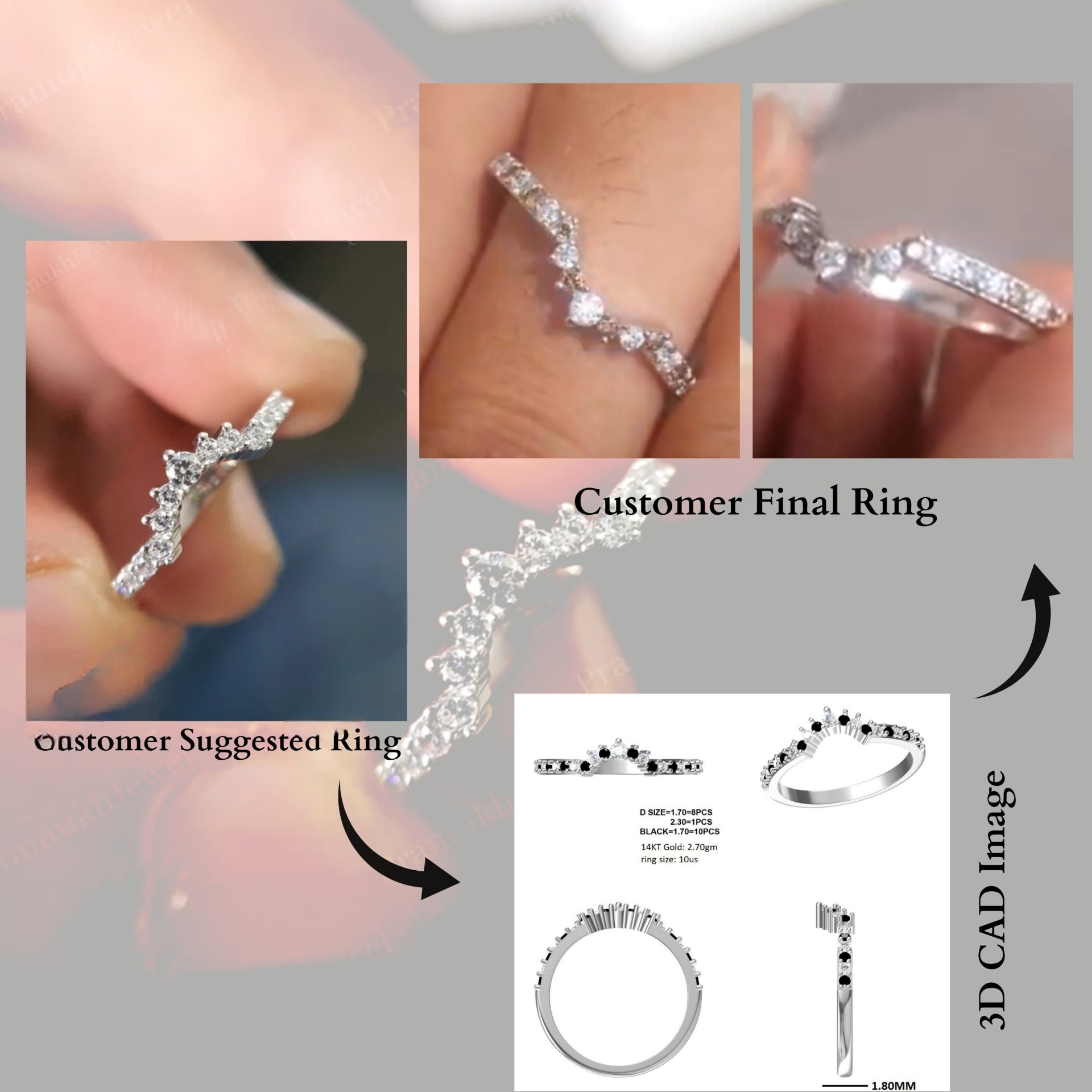 Round Cut Alternating Moissanite Wedding Band  customdiamjewel   