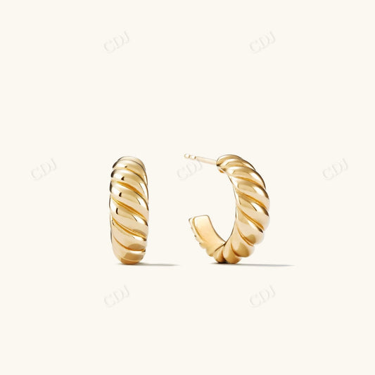 Croissant Dome Hoops Earrings  customdiamjewel Sterling Silver Yellow Gold 