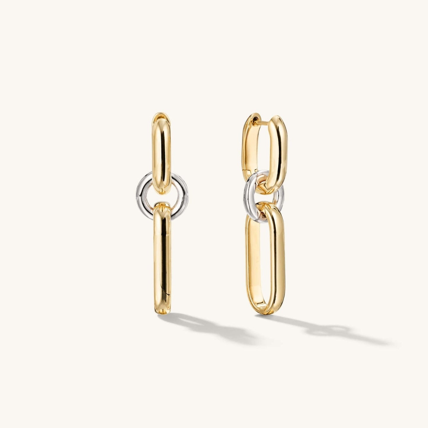 Unique 14K Solid Gold Mixed Convertible Link Earring