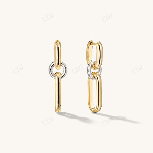 Two Tone Link Earrings  customdiamjewel Sterling Silver Yellow Gold 