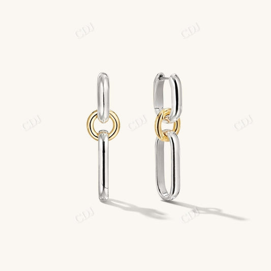Two Tone Link Earrings  customdiamjewel Sterling Silver White Gold 
