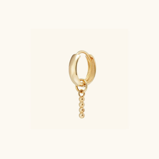 Daily Wear 14K Solid Gold Single Beaded Hoop Earring  customdiamjewel 10 KT Solid Gold Yellow Gold VVS-EF